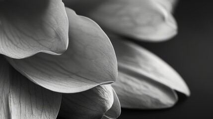 A macro shot of flower petals in black and white showcasing the beauty found in even the tiniest of details. Black and white art