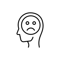 Sadness mind outline icons, minimalist vector illustration ,simple transparent graphic element .Isolated on white background