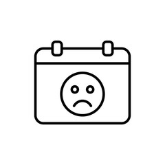 Sadness date outline icons, minimalist vector illustration ,simple transparent graphic element .Isolated on white background