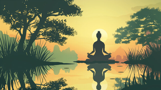 A calming image of Buddha practicing mindfulness meditation in a peaceful setting