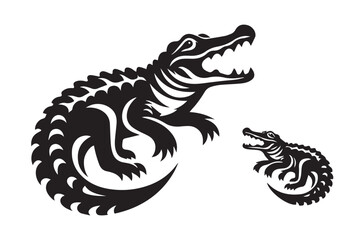 crocodile silhouette vector illustration, animal illustrations artwork and design