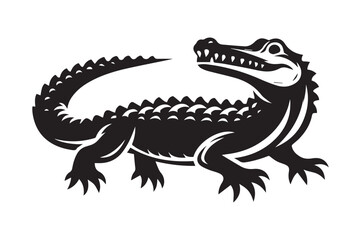 crocodile silhouette vector illustration, animal illustrations artwork and design