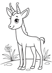 A charming colouring page cartoon gemsbok for kids black vector   
 outlines 