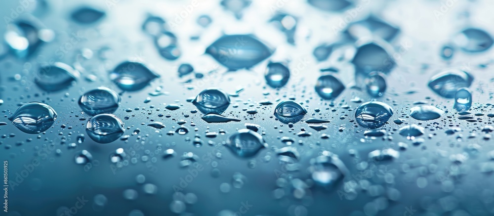 Aufkleber clear water droplets glistening on a smooth surface with a copy space image.