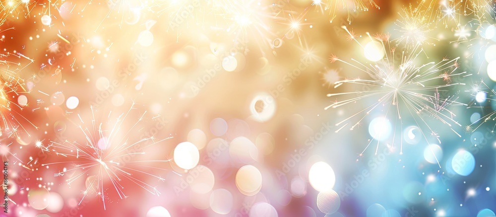 Poster Abstract holiday background with New Year fireworks and copy space image.