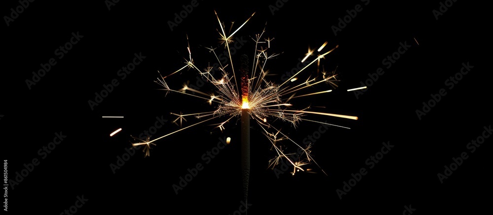 Poster a festive christmas sparkler displayed against a black backdrop, ideal for a copy space image.