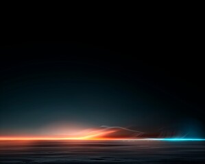 Futuristic Mystical Horizon Nighttime Landscape with a Stunning Light Source Breaking the Darkness