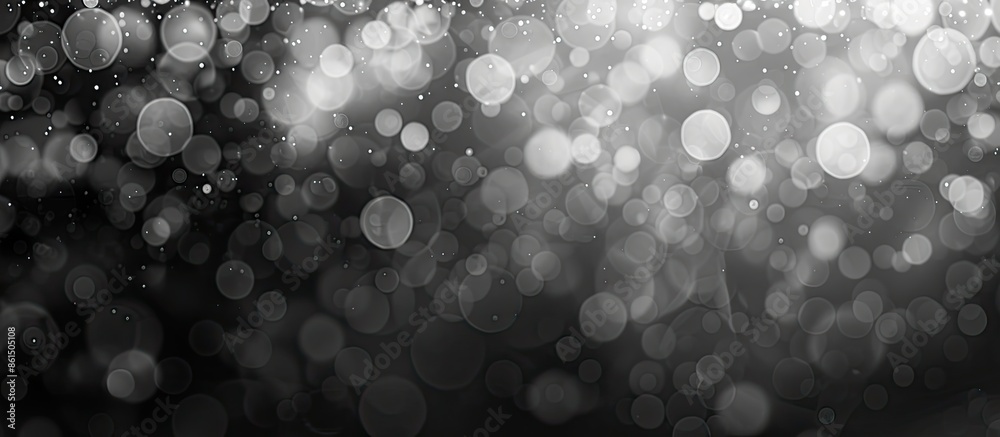 Poster Blurry black and white bokeh providing an abstract background with a festive touch perfect for Christmas and New Year's, with copy space image available.
