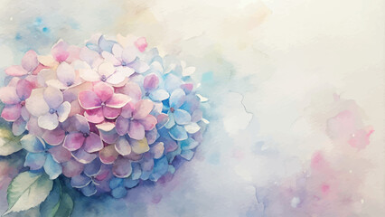 Soft pastel hydrangeas flower watercolor background