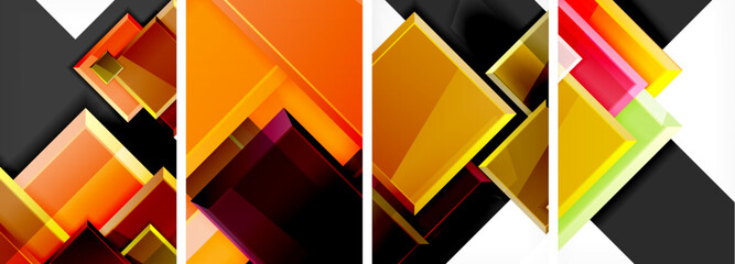 Color glass glossy square composition poster set for wallpaper, business card, cover, poster, banner, brochure, header, website