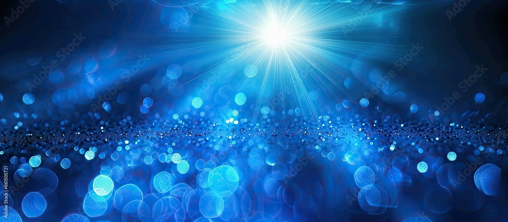 Poster Blue background with bright lights, ideal for inserting text or images. image with copy space