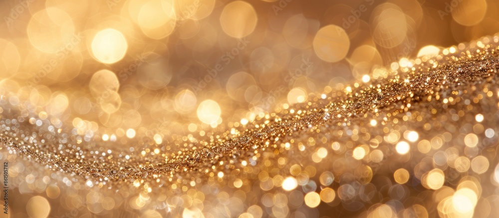 Poster festive golden bokeh background with sparkling glitter. copy space image.