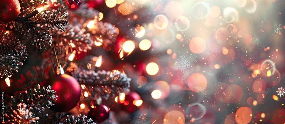 Aufkleber Defocused sparkles create a Christmas-themed blurred background with copy space image.