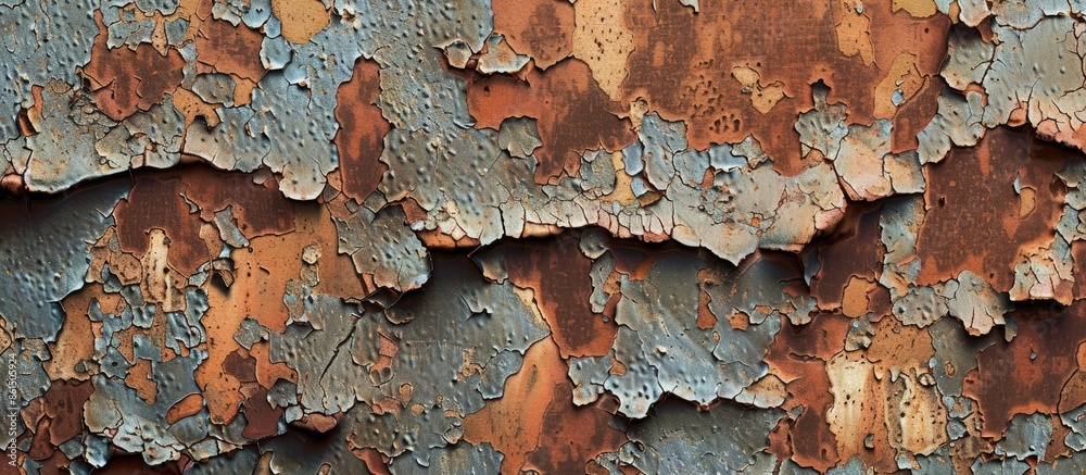Poster a sheet of rusty metal with cracked, flaky paint offers an abstract texture suitable for a copy spac