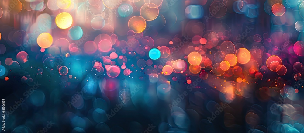 Poster Blurred color lights with a bokeh effect in an artistic background, ideal for adding text or graphics with a copy space image.