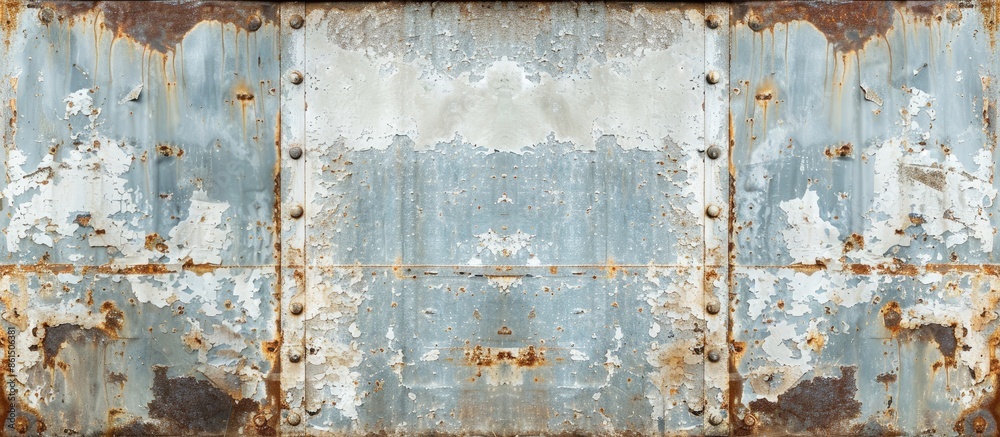 Poster an old rusty metal plate painted in white and blue serves as a textured backdrop with a rusted galva