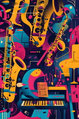 Obraz premium colorful background of musical instruments
