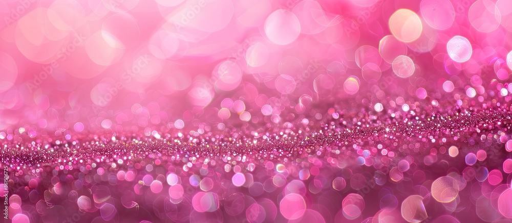 Poster Abstract background with a pink glitter texture featuring defocused bokeh, perfect for copy space image.