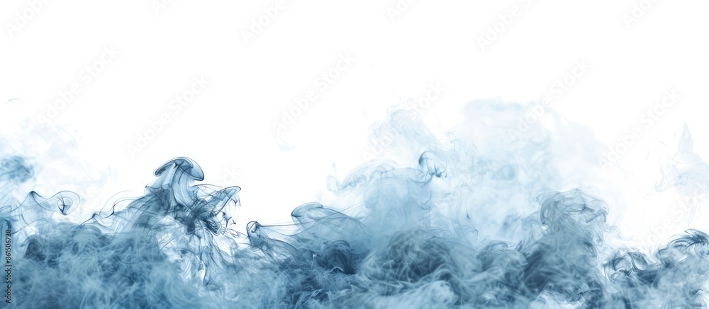 Poster Blue smoke against a white backdrop with plenty of empty space for additional content like text or graphics, making it a versatile copy space image.