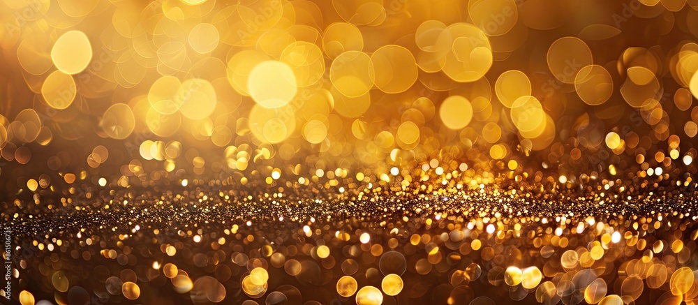 Poster festive golden bokeh background with sparkling glitter. copy space image.