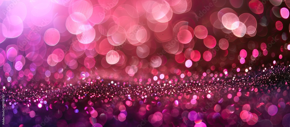 Poster Abstract background with a pink glitter texture featuring defocused bokeh, perfect for copy space image.