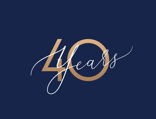 Forty years celebration event. 40 years anniversary sign. Vector design template.
