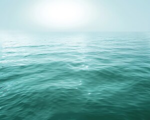 Fototapeta premium An endless expanse of blue unfolds above and below, sunlit waves dance on the horizon in a breathtaking summer seascape