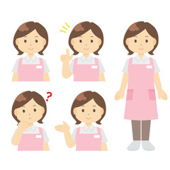 エプロンを着用した女性のイラスト