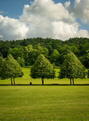 Priory Park in Reigate, Surrey, UK. This public park is close to Reigate town centre and features woodland, grass areas, a lake and visitor facilities.