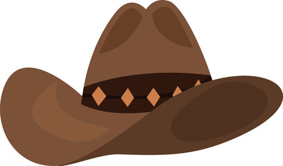 Brown cowboy hat vector illustration. Cartoon hat isolated on white background.