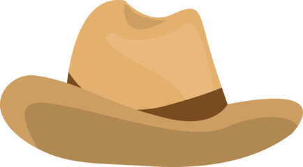 Straw cowboy hat vector illustration. Cartoon hat isolated on white background.