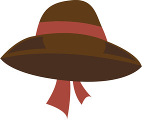 Browm women summer hat vector illustration. Cartoon hat isolated on white background.