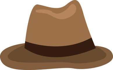 Brown cowboy hat vector illustration. Cartoon hat isolated on white background.