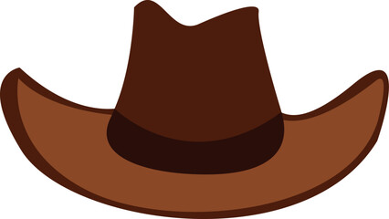 Brown cowboy hat vector illustration. Cartoon hat isolated on white background.