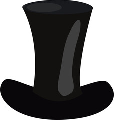 Black top hat vector illustration. Cartoon hat isolated on white background.