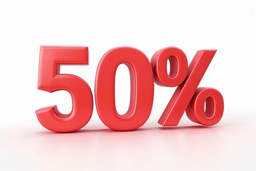 3D render of the word 50 percent OFF with a matt surface, representing a discount concept