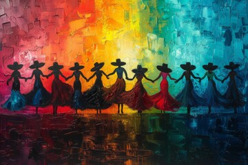 abstract background in colors and patterns for International Square Dancing Month 