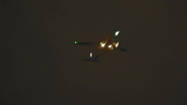 landing, night, airplane, Linate, Milan,