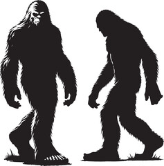 Bigfoot silhouettes vector image Flat silhouette design illustration