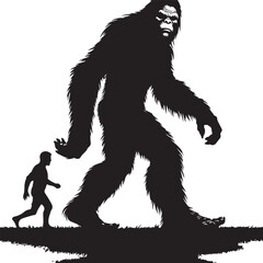 Bigfoot silhouettes vector image Flat silhouette design illustration