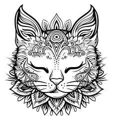 Obraz premium PNG Cute cat sketch art illustrated.