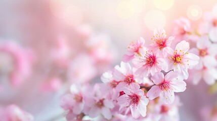 Fototapeta premium Close-up of a blooming cherry blossom tree in spring
