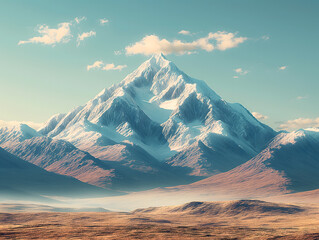 Single mountain peak against a clear, empty sky