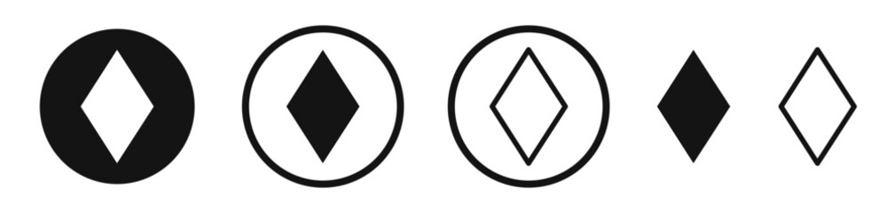 Card-diamond vector icon set in black and white color.