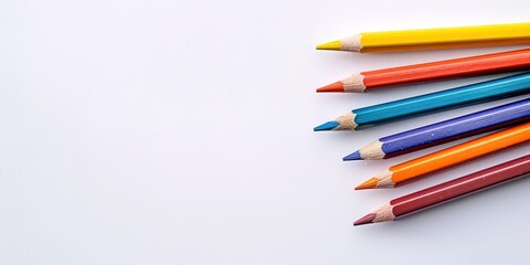 Obraz premium Color pencils isolated on white background close up with Clipping path