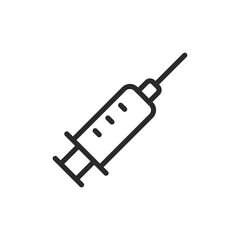 Syringe, linear style icon. Represents medical injection. Editable stroke width