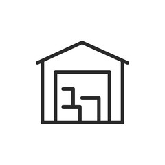 Warehouse building, linear style icon. storage facility. Editable stroke width