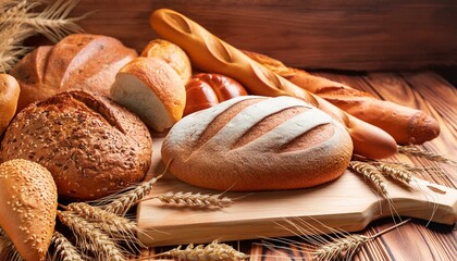 Présentation variée de pains et baguettes françaises 