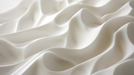 Obraz premium Clean white wave patterns merge effortlessly with a pristine background, illustrating simplicity and sophistication