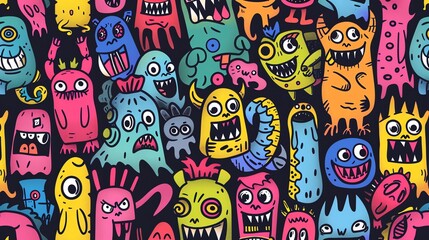 Fototapeta premium Collection of colorful monsters